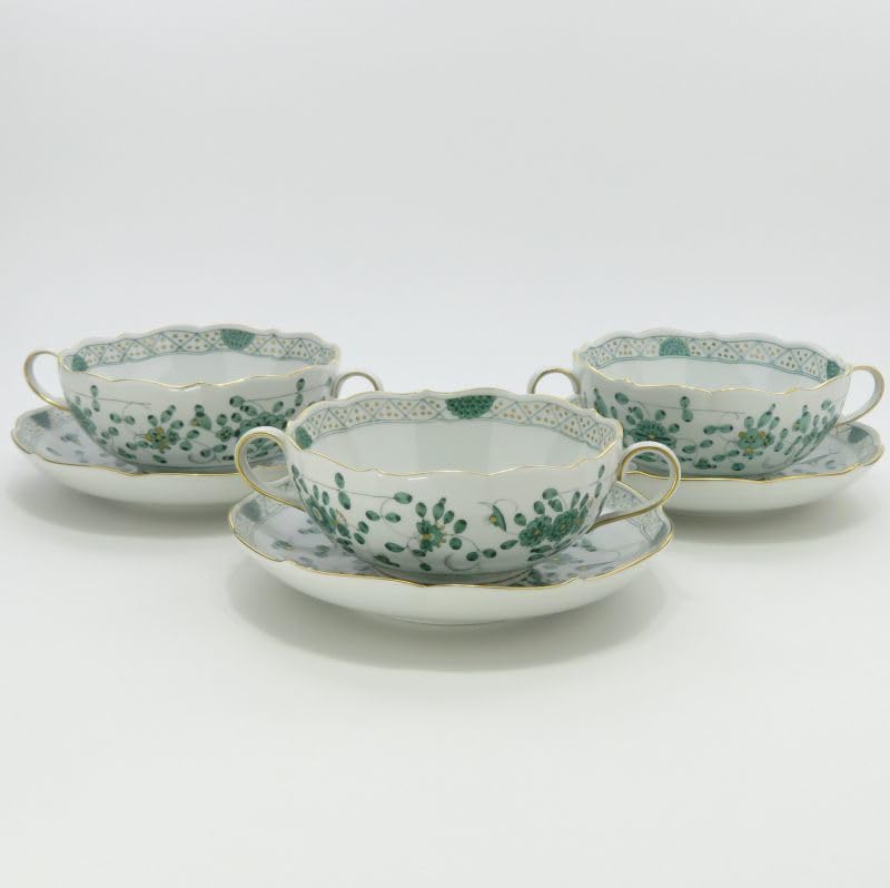 マイセンMEISSEN インドの華 ティーセットリッチグリーン一級品